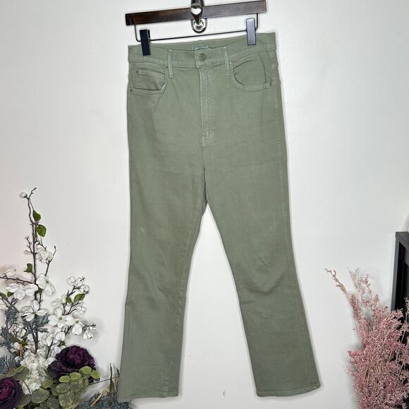 MOTHER High Waisted Smokin Double Ankle Jean Second Chance Oil Green Sz 30 {J38} - Picture 2 of 8